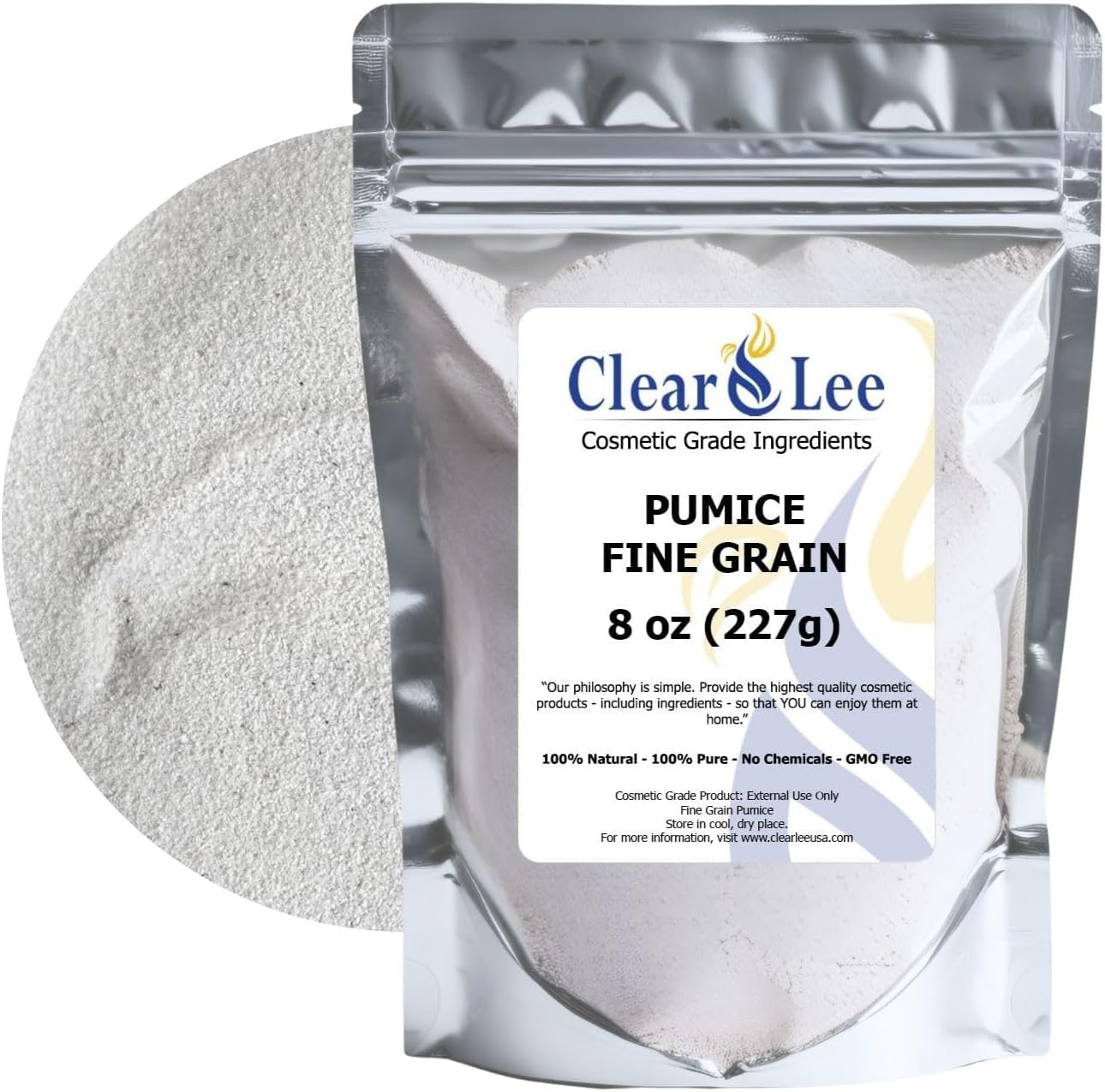 ClearLee Cosmetic Grade Pumice Powder front view pouch