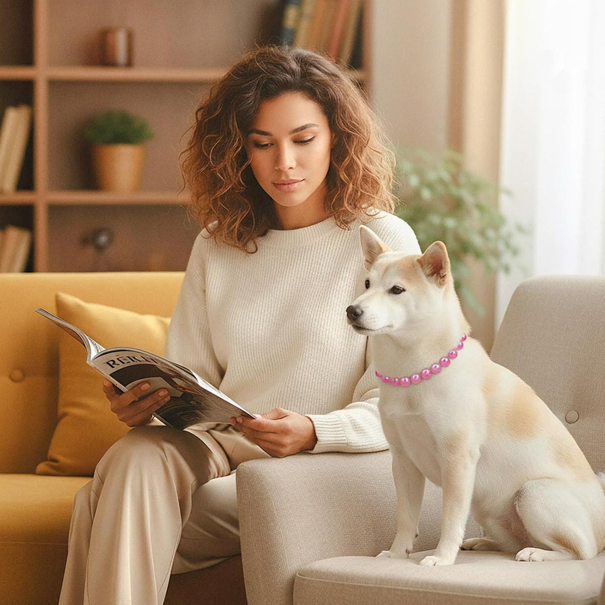 Ymapinc fancy pet necklace showing smooth texture that prevents fur pulling