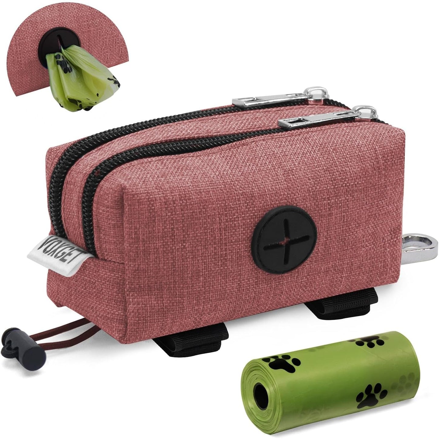 Dog Poop Bag Holder for Leashes, Puppy Treat Pouch Carrier with 2 Zipper Pockets and Clip for Pets Doggy Training, Dog Waste Bag Dispenser with 1 Roll Poop Bags for Walking Accessories (Black) - Image 10