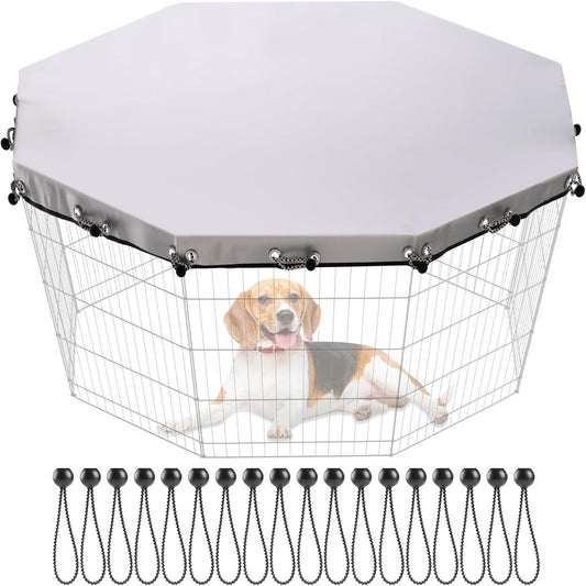 MJFSGYO dog playpen cover front view showing octagonal fabric fit on metal pen.