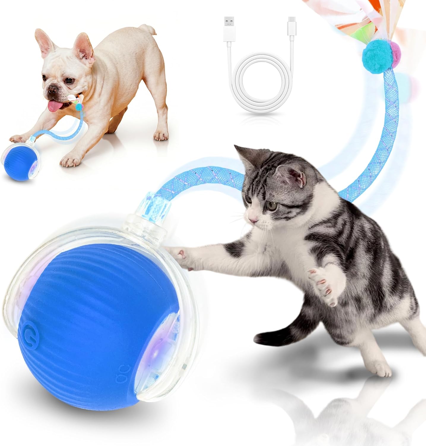 Interactive Cat Toys for Indoor Cats Smart Automatic Ball Rolling for Bored Kitten Pet Upgraded Speedy Moving Chase Dogs Toy Mothers Day Gifts Red - Image 10