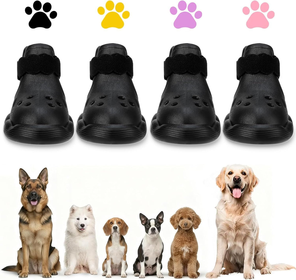 Dog Shoes for Hot Pavement and Snow - Waterproof, Non-Slip, Breathable Booties with Adjustable Straps for Small Medium, and Large Dogs (Pink, S) - Image 14