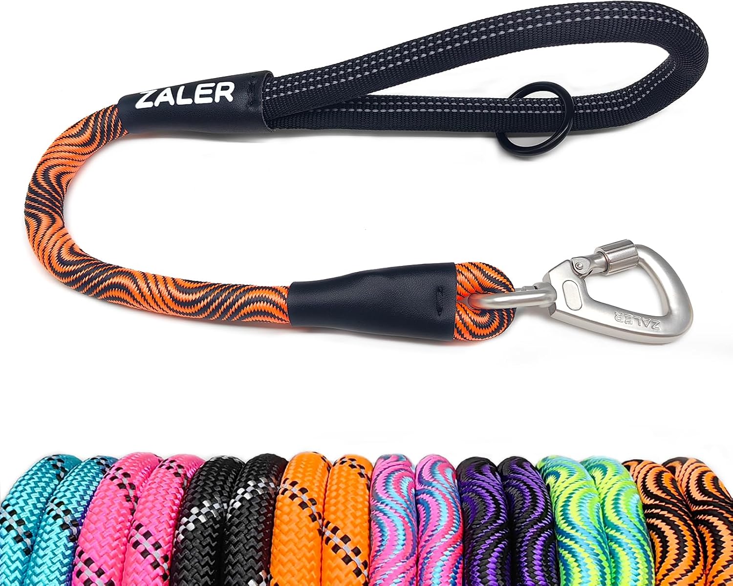ZALER Short Dog Leash, 18 Inches Rope Traffic Leashes for Dogs, Reflective Dog Lead with O-Ring, Heavy Duty Pet Leash for Large and Medium Dogs (18'' Black) - Image 13