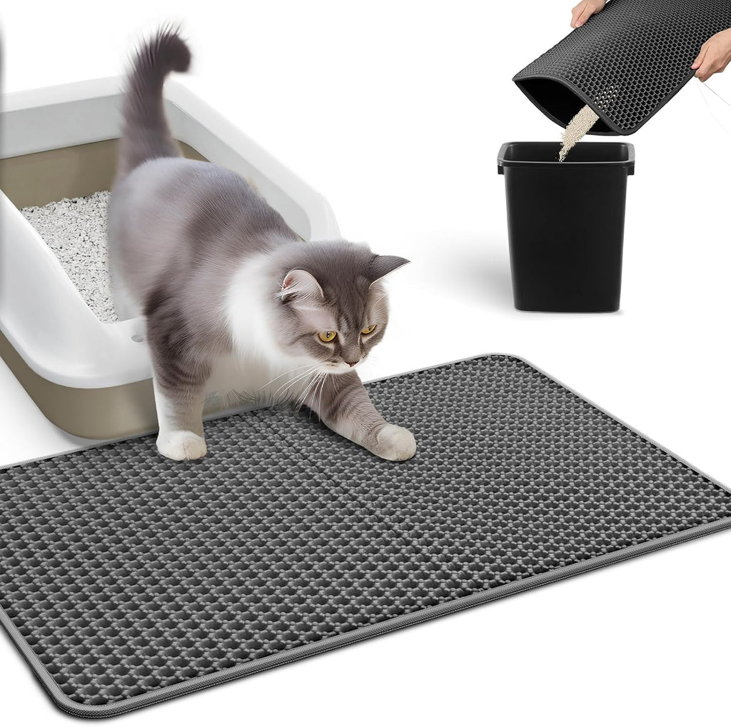 Cat Litter Mat - 23.2'' x 14.6'' Small Litter Trapping Mat, Easy to Clean Litter Box Mat, Waterproof, Urine-Proof, Non-Slip, Cat Toilet Training Systems Accessories, Grey - Image 15