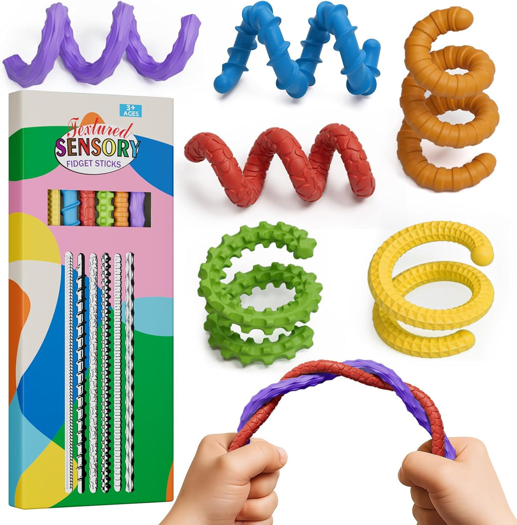 Defxier flexible sensory fidget sticks 6 piece set front view