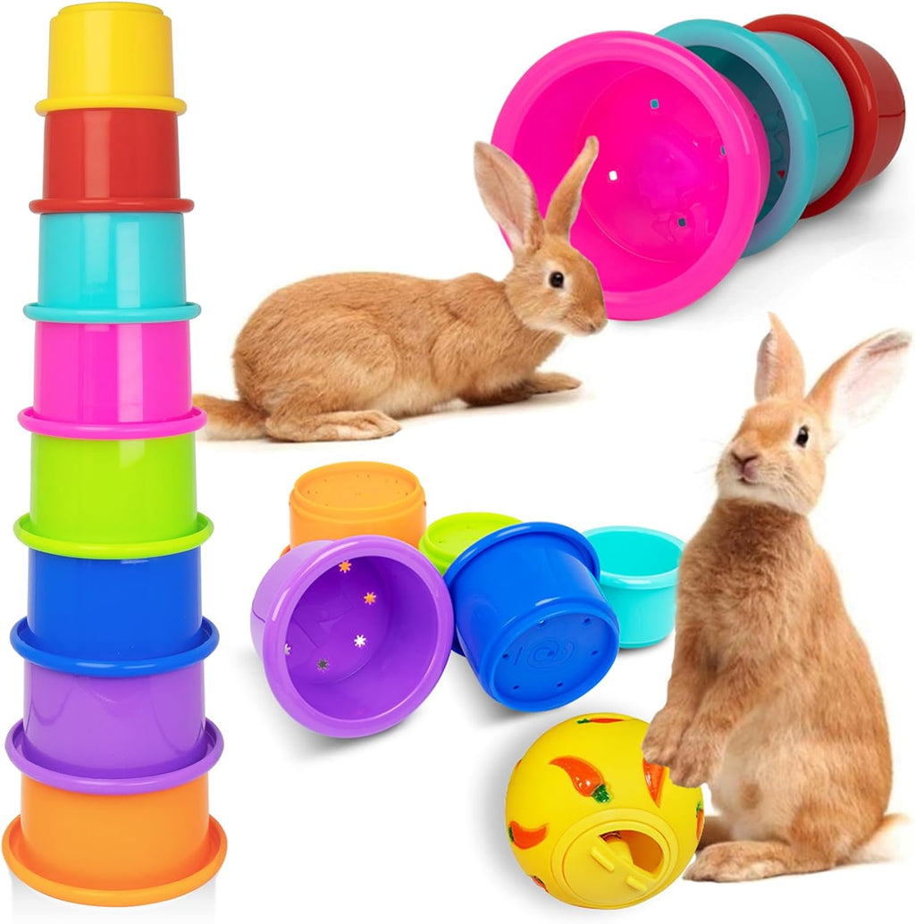 8 Pcs Stacking Cups for Rabbits, Colorful Bunny Toys for Rabbits and Small Animals, Nesting Rabbit Toys of Different Sizes, Bunny Stacking Cups for Hiding Food and Playing - Image 10