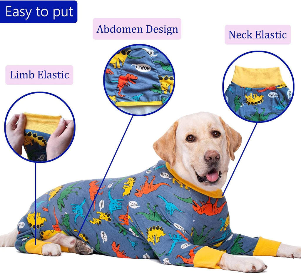 Breathable spay and neuter dog surgical onesie for medium and large dogs.