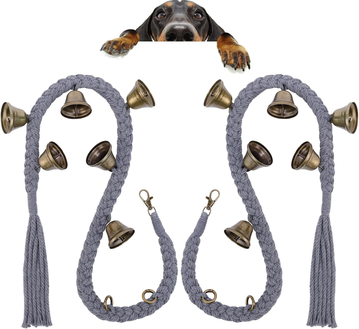 Dog Bell for Door Potty Training, Cotton Handwoven Dog Doorbell with 6 Extra Loud Bells for Dog Training, Adjustable Hanging Door Bell for Small Medium Large Dogs to Ring to Go Outside, Beige - Image 11