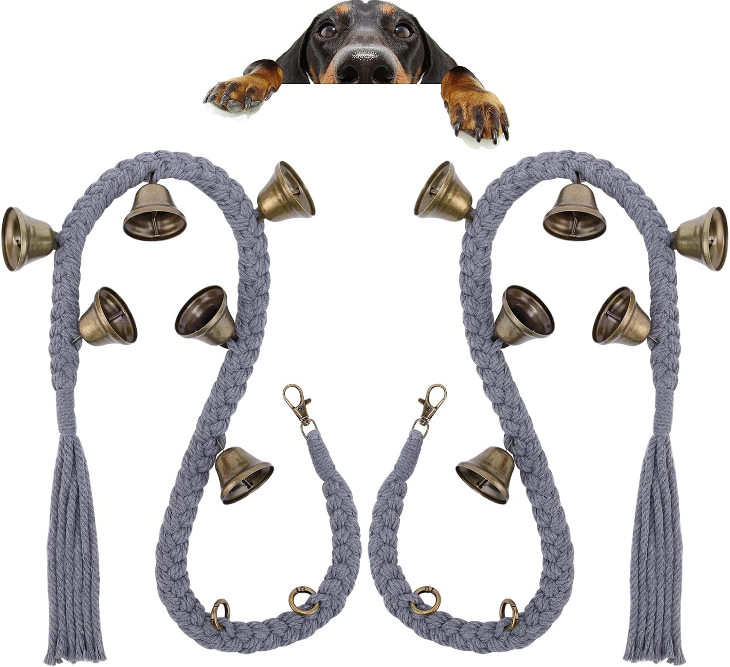 Dog Bell for Door Potty Training, Cotton Handwoven Dog Doorbell with 6 Extra Loud Bells for Dog Training, Adjustable Hanging Door Bell for Small Medium Large Dogs to Ring to Go Outside, Beige - Image 11