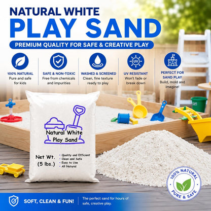 Hand molding white play sand to show fine grain consistency
