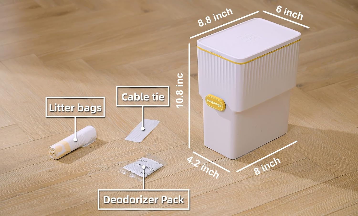 Side profile of Ayvfirex cat litter trash can size reference