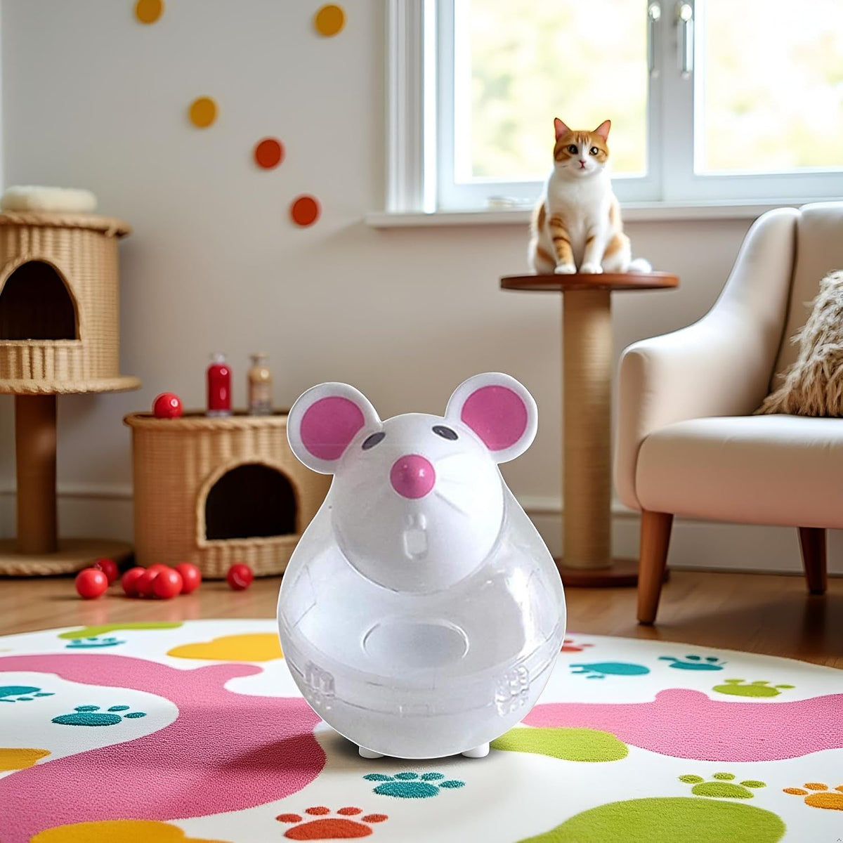 Interactive feeding game mouse toy for indoor cats to prevent boredom
