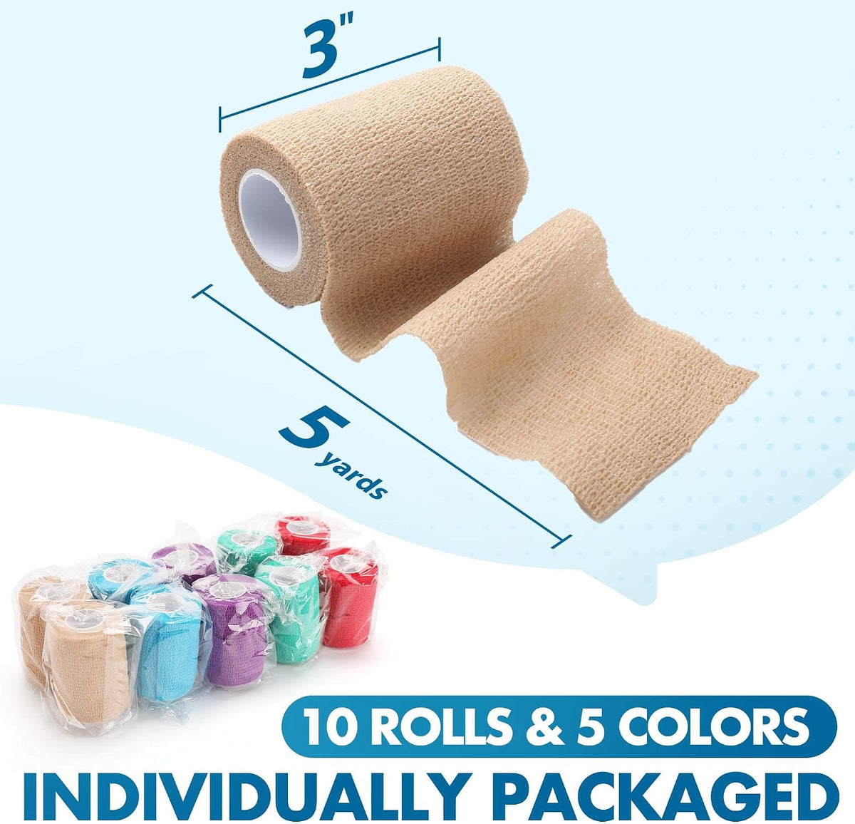 Assorted colors of LotFancy self-adhering medical tape