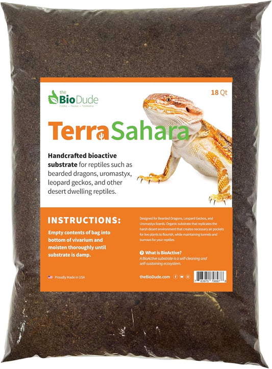 BIODUDE Terra Sahara Bioactive Reptile Substrate eighteen quart bag front view
