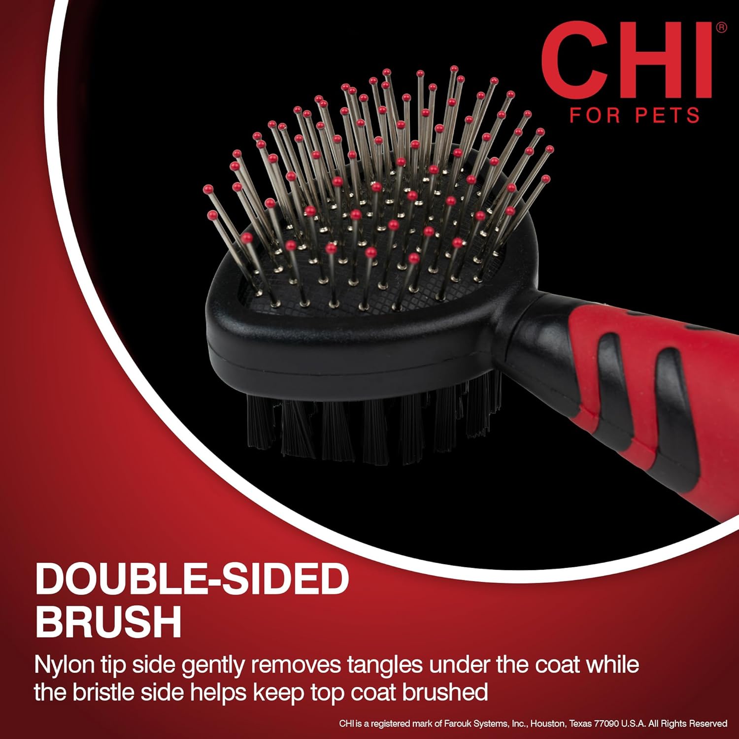 Clear zipper storage pouch packed with the three piece CHI pet detangling tools