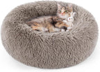 rabbitgoo Calming Cat Beds for Indoor Cats, 20 inches, Dark Grey | Soft Warm Donut, Fluffy Faux Fur, Supportive Raised Rim, Anti-slip, Machine Washable, Up to 15lbs Kittens & Small Cats - Image 14