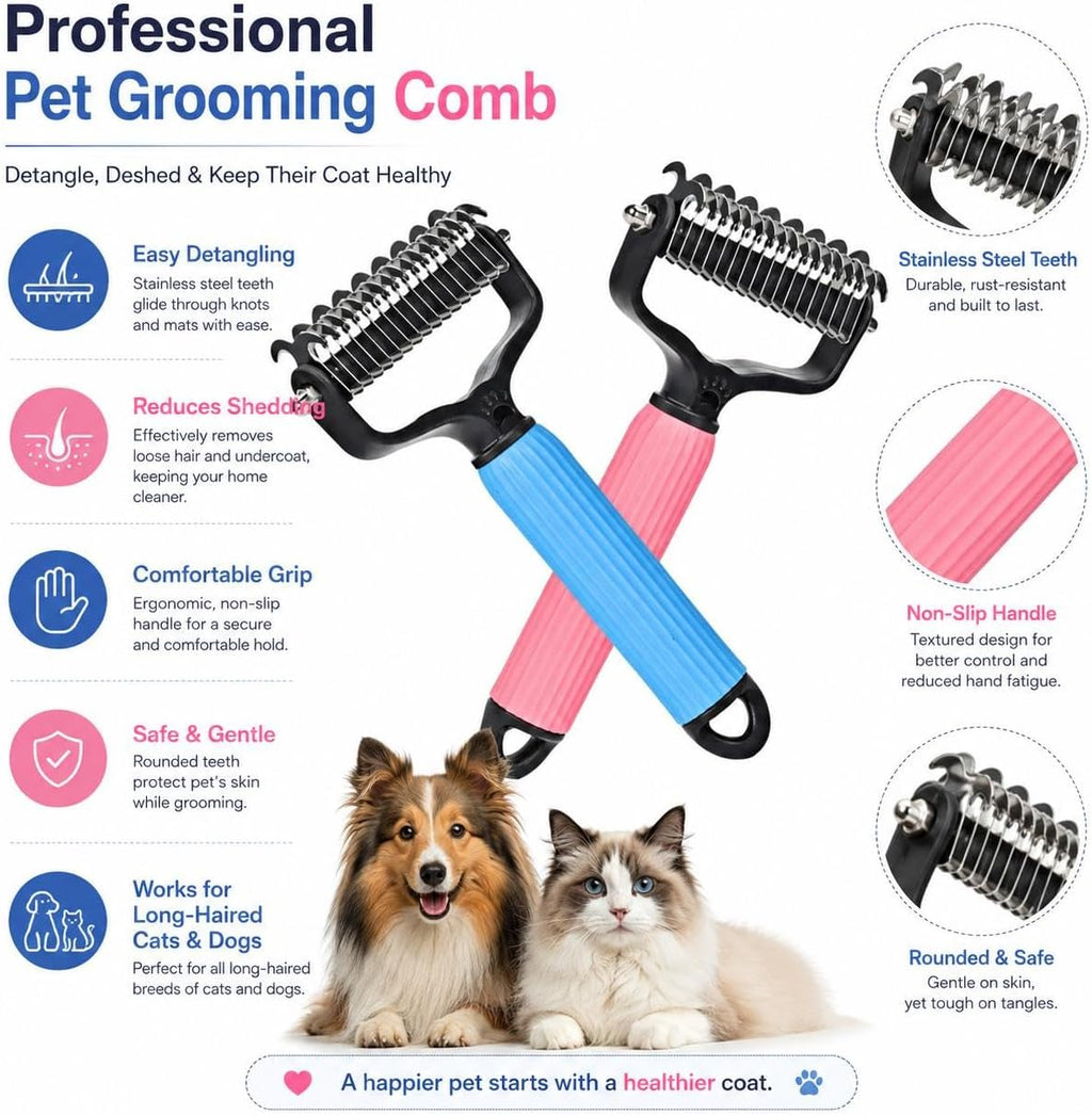 Kaimaizhe pet mat splitter comb showcasing the ergonomic non-slip handle