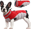 Fuamey waterproof dog winter jacket red front view