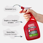 Nature's Miracle pet cleaner next to living room sofa