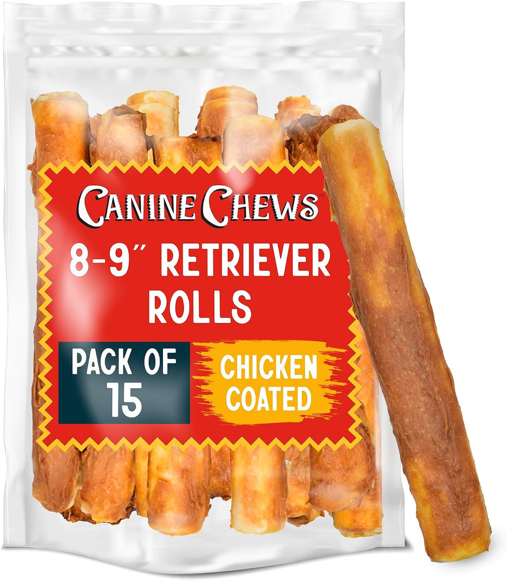 Canine Chews 8-9" Beef Basted Rawhide Rolls, Raw Hide Bones for Large Dogs, Dog Bones Large Breed, Durable, Long-Lasting, Medium & Large Breeds, 25pk - Image 15