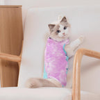 Premium breathable cotton cat surgery suit protecting abdominal wound area