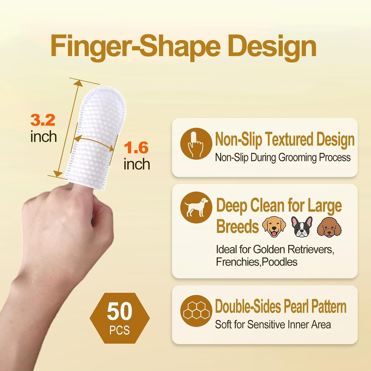 Close up of Aaihe pet ear cleaning finger wipes