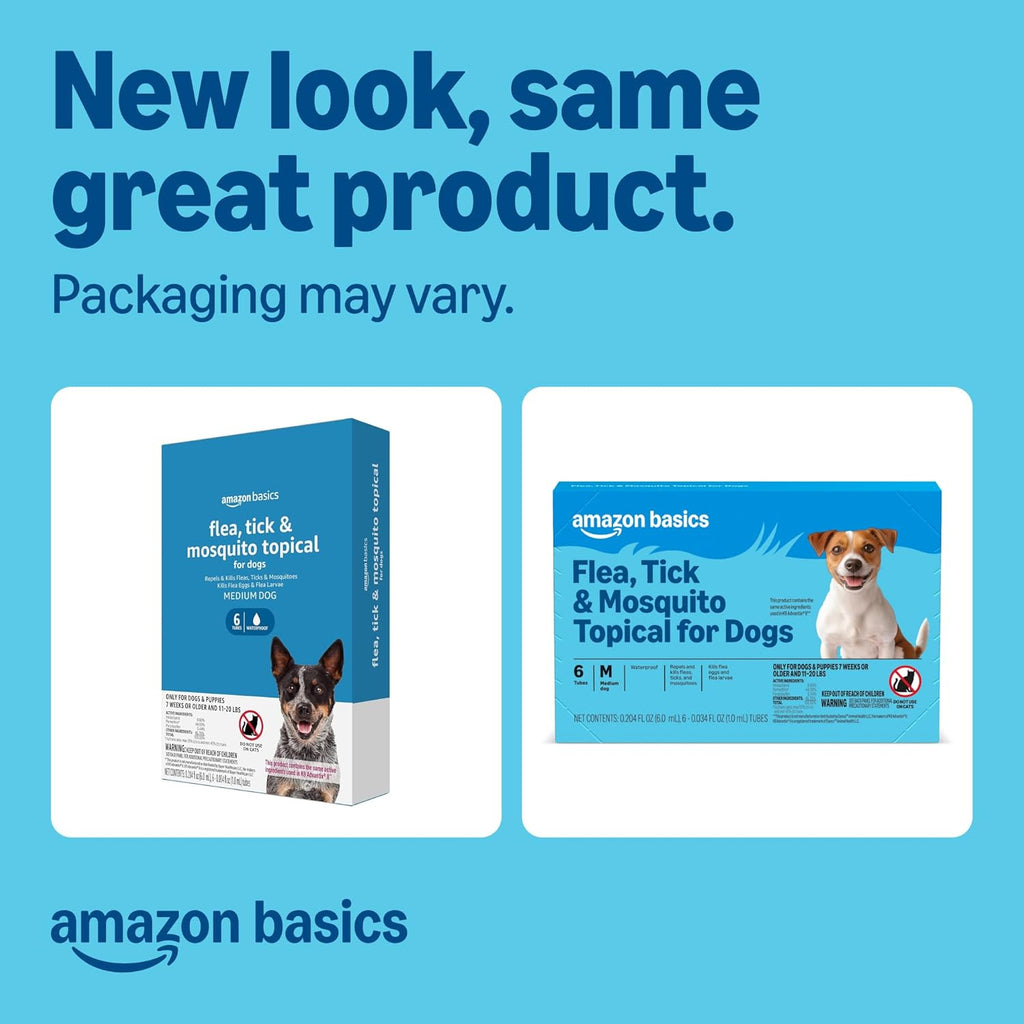 Amazon Basics dog flea prevention liquid tubes six count pack