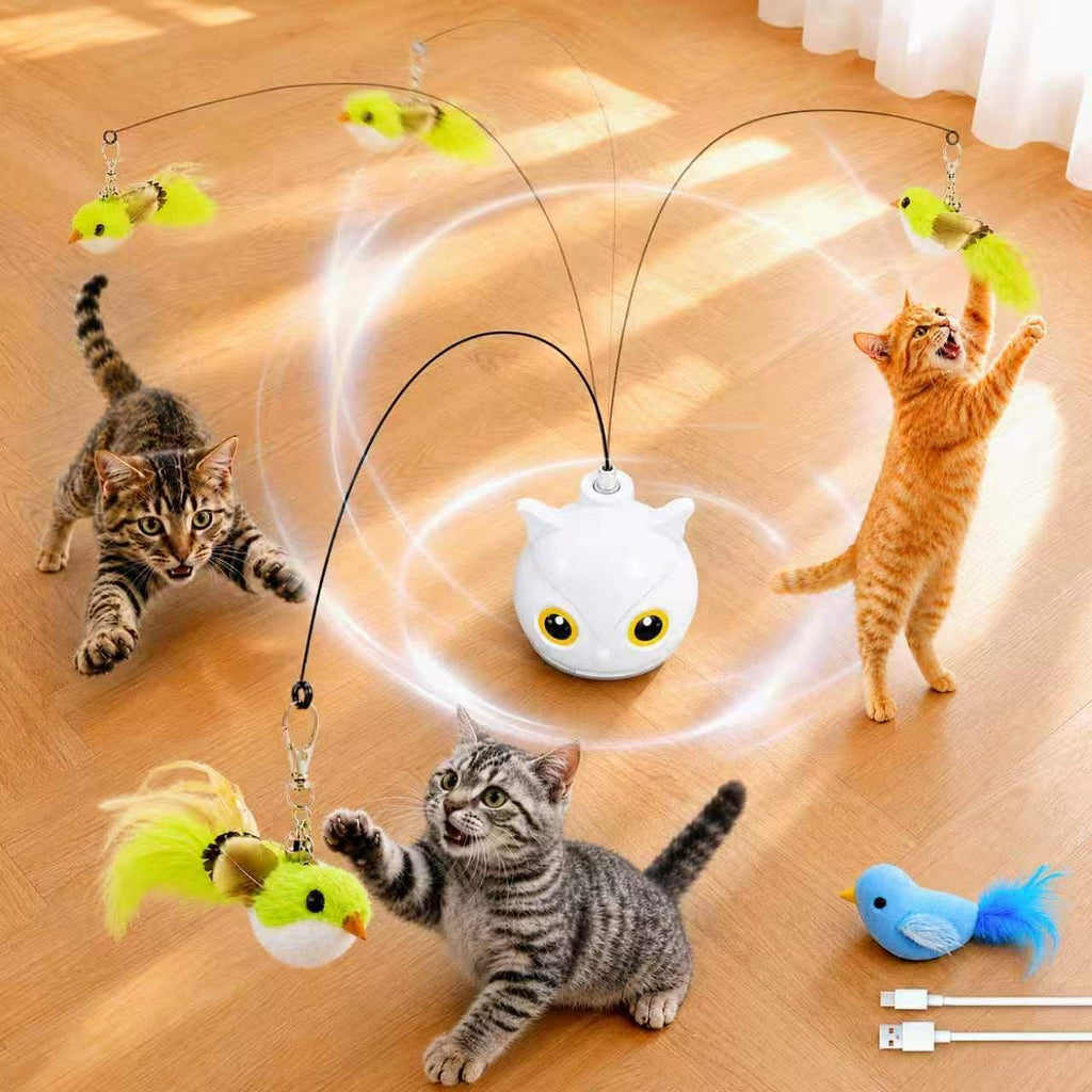 CATPICK interactive cat toy front view showcasing the suction base and silicone feather wand