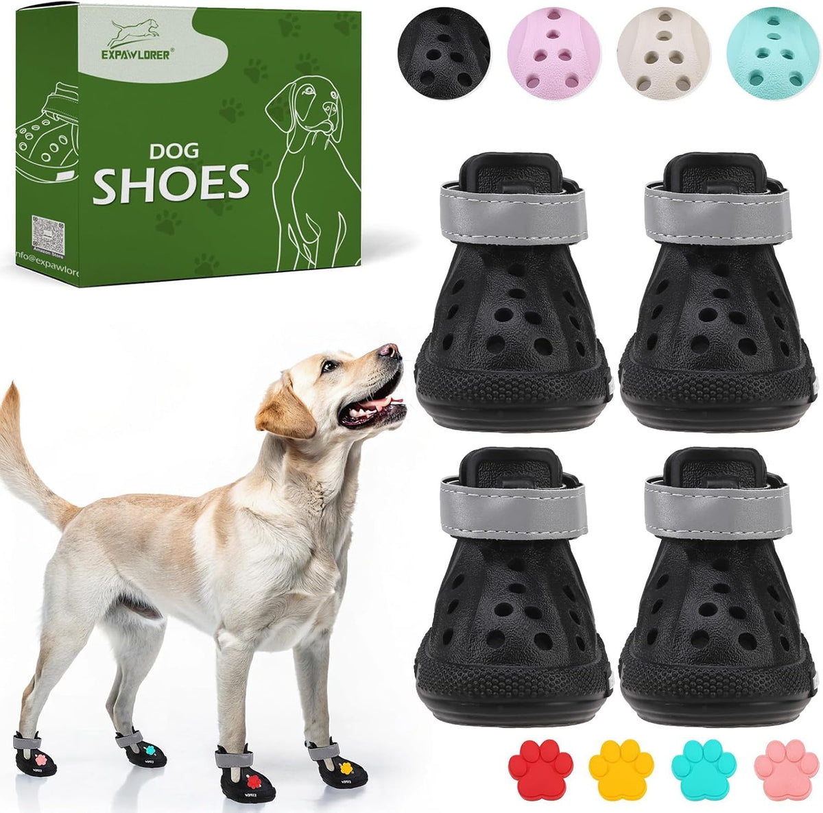 EVA Dog Shoes- Non-Slip Waterproof Dog Booties for Hot Pavement Summer, Easy ON & Off Reflective Adjustable Pet Boots & Paw Protectors, Rugged Sole for Small Medium Large Dog Outdoor Walking (Beige,M) - Image 15