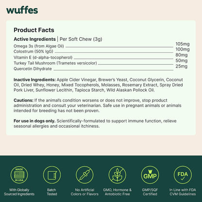 Healthy skin and coat supplement for dogs experiencing seasonal hot spots.