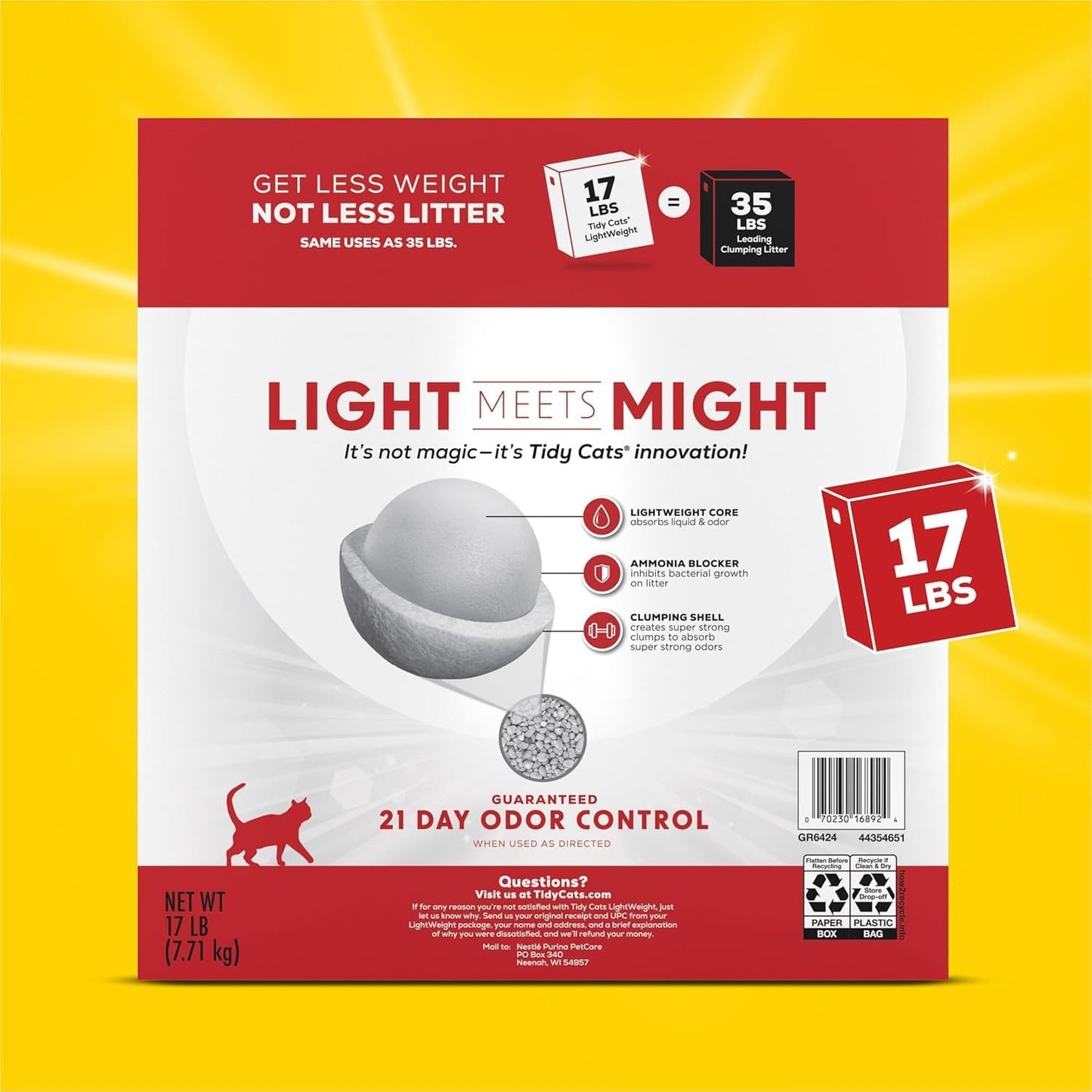 Purina Tidy Cats LightWeight 24/7 Performance Odor control, Multi-Cat, Clumping, 99.9 Percent Dust Free Cat Litter, 17 lb. Box - Image 7
