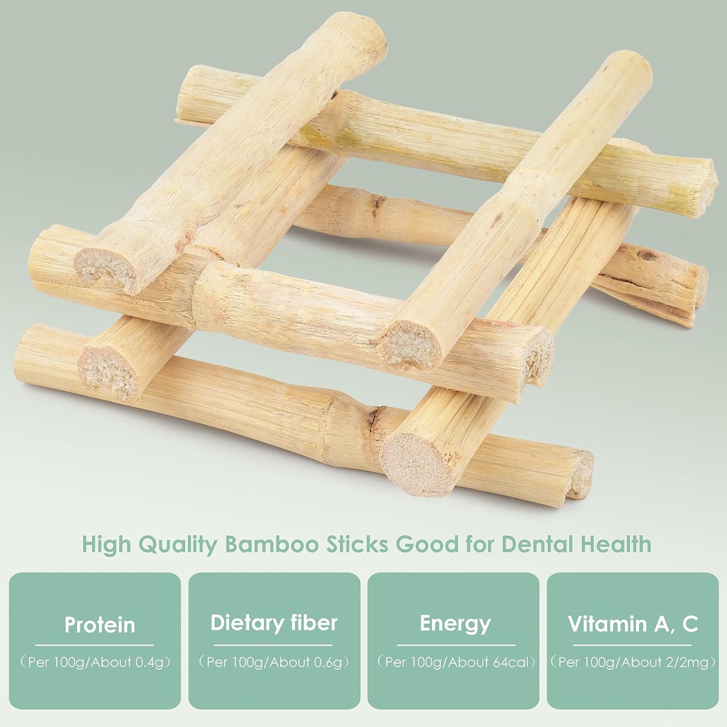 Close up of high fiber sweet bamboo candy sticks for guinea pigs and chinchillas