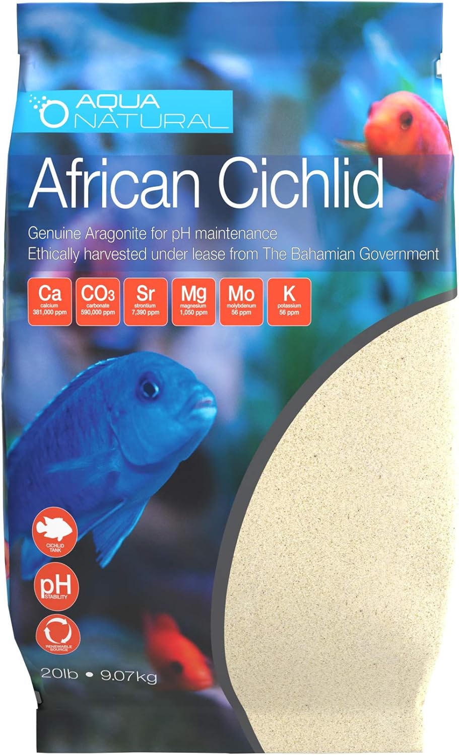 Aqua Natural African Cichlid Aragonite Sand front view bag