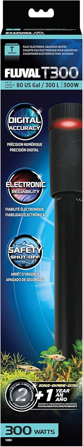 Fluval T200 electronic heater technical specifications label