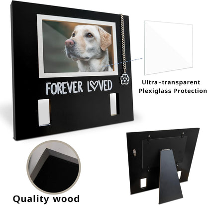 MYPAWLETS pet picture frame memorial angled view showing sturdy tabletop stand setup
