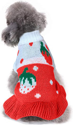 CHBORCHICEN Pet Dog Sweaters Classic Knitwear Turtleneck Winter Warm Puppy Clothing Cute Strawberry and Heart Doggie Sweater (Pink, Medium) - Image 11