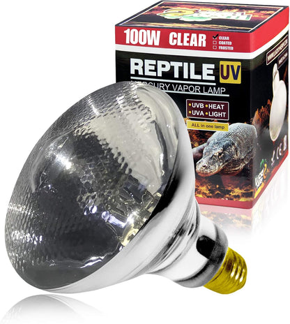 Lucky Herp 100 Watt UVA UVB full spectrum vapor heat lamp bulb front view for terrarium heating setup.