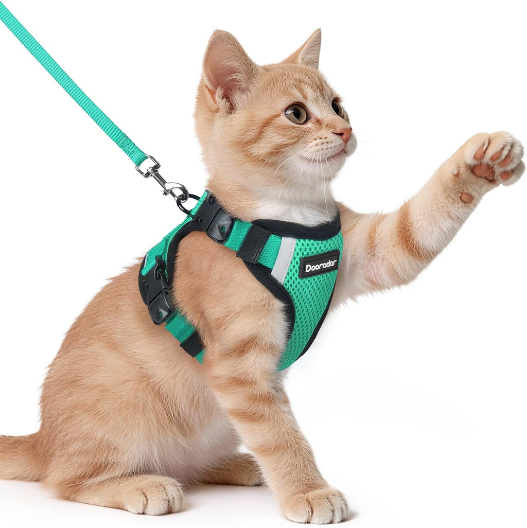 Dooradar Cat Harness and Leash Set, Escape Proof Soft with 3 Adjustable Buckles, Comfortable Vest Easy to Wear Kitten Harness with Reflective Strip, Safe for Outdoor Walking, Black, S - Image 12