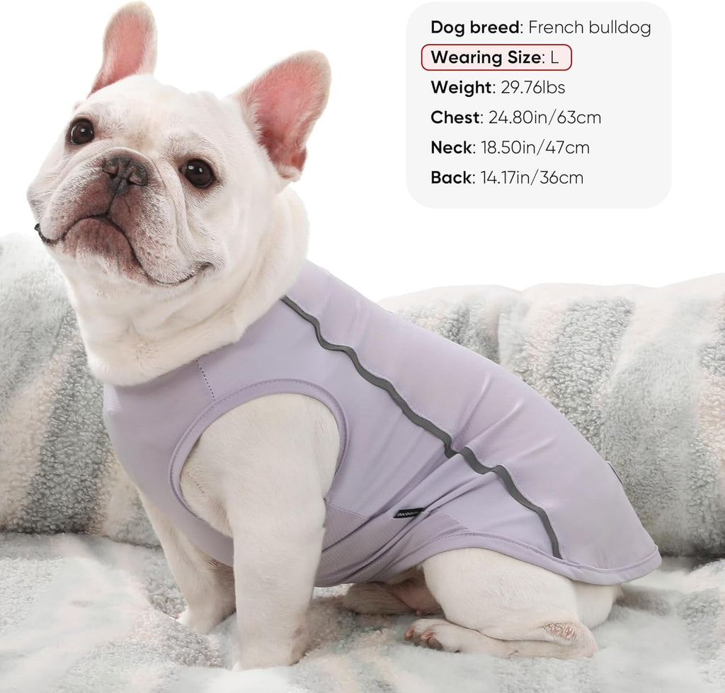 Reflective strip detail on BAOBICUTE dog cooling shirt