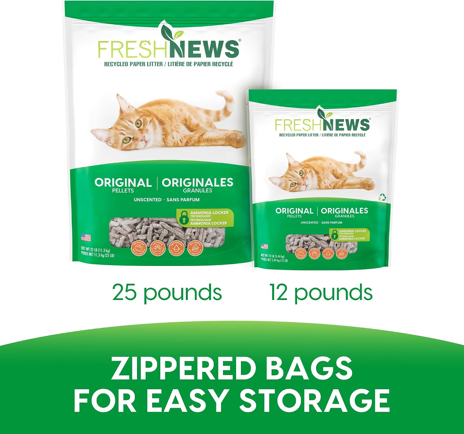 Fresh News cat litter 25 pound bag side profile