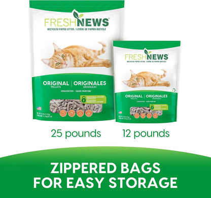 Fresh News cat litter 25 pound bag side profile