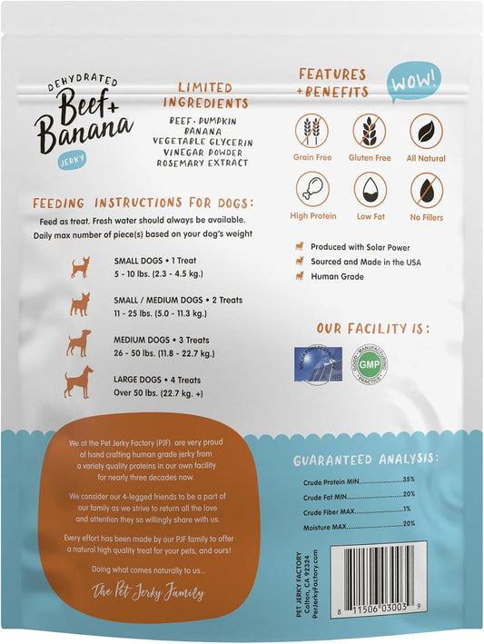Close up of Pet Jerky Factory dog treat texture and ingredients