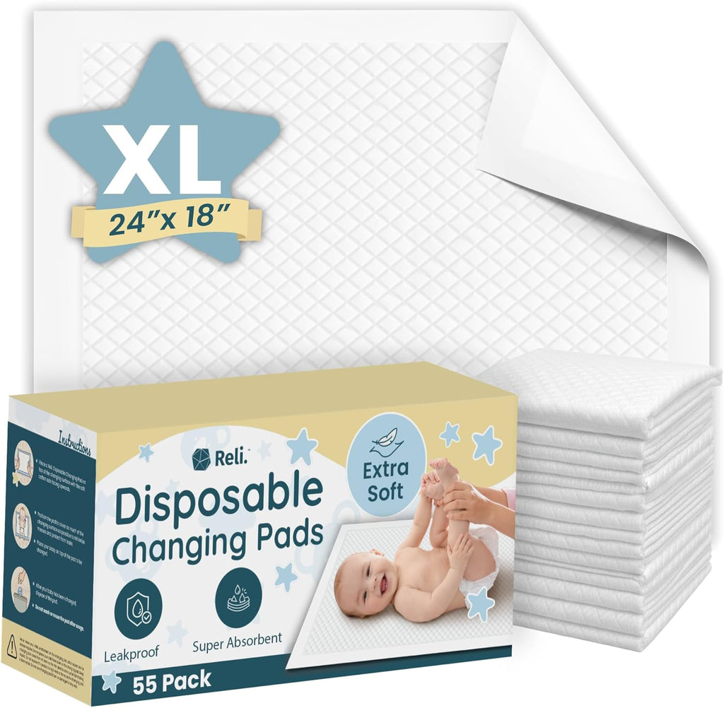 Reli. disposable baby changing pad liners front view packaging
