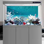 AWERT fish tank backdrop featuring clear blue water and rippling sunlight on sand