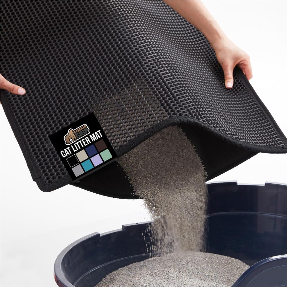 GORILLA GRIP Honeycomb Cat Litter Box Mat, Two Layer Trapping Waste Mats, Soft On Paws, Litter Box Supplies and Essentials for Indoor Cats, Traps Excess, Water Resistant for Floors, 24x15 Gray - Image 11