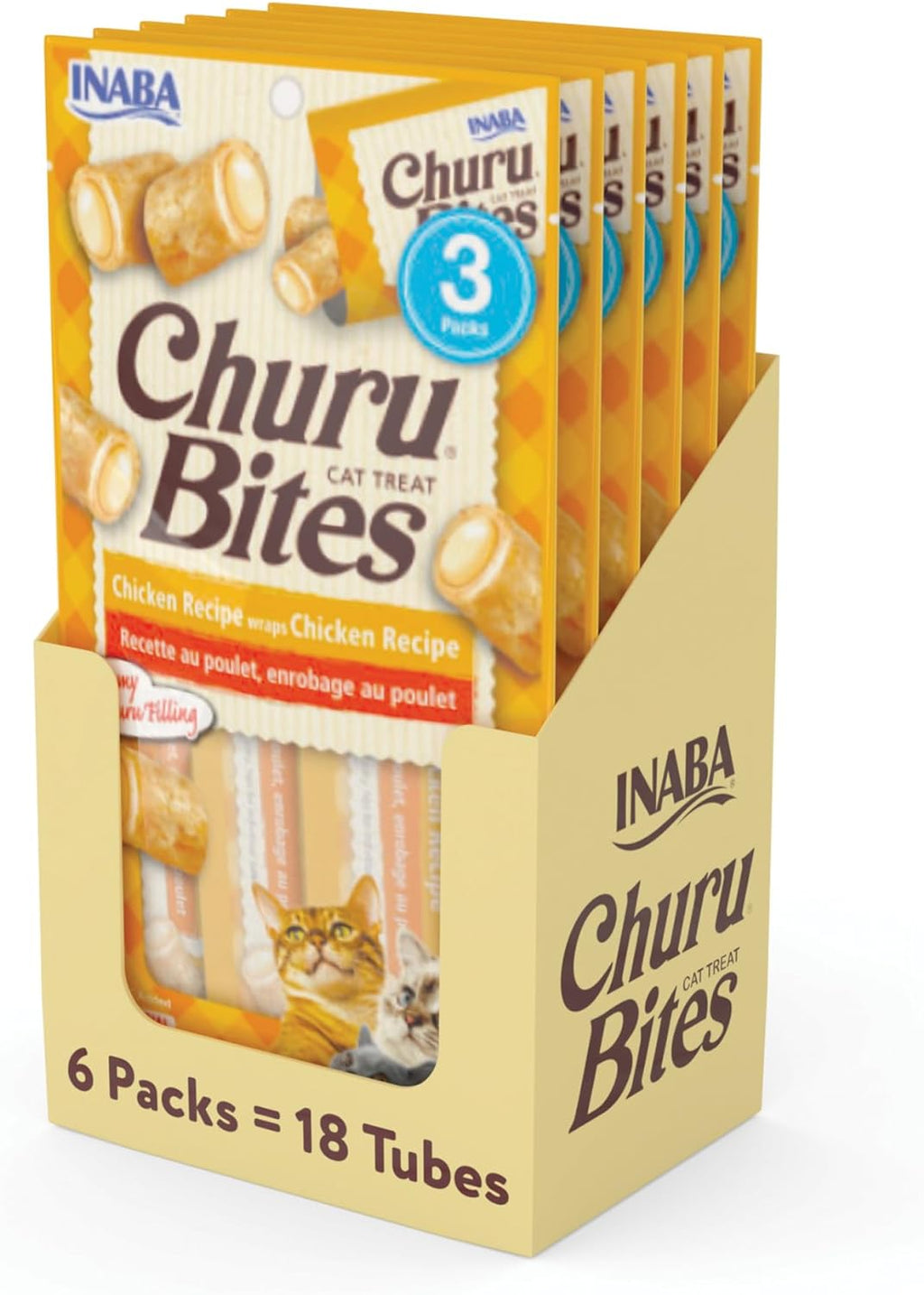 INABA Churu Bites for Cats, Soft/Chewy Baked Chicken Wrapped Churu Filled Cat Treats with Vitamin E, 0.35 Ounces per Tube, 18 Tubes Total (3 Tubes per Pack), Tuna with Salmon Recipe - Image 13
