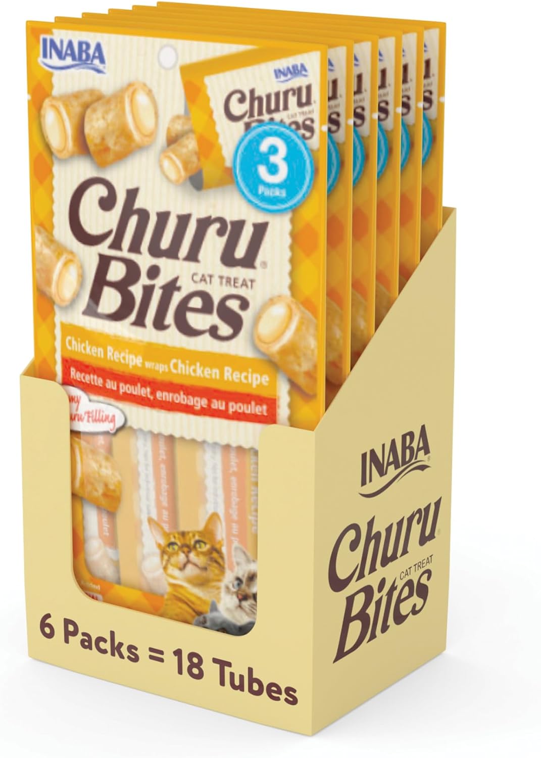 INABA Churu Bites for Cats, Soft/Chewy Baked Chicken Wrapped Churu Filled Cat Treats with Vitamin E, 0.35 Ounces per Tube, 18 Tubes Total (3 Tubes per Pack), Tuna with Salmon Recipe - Image 13
