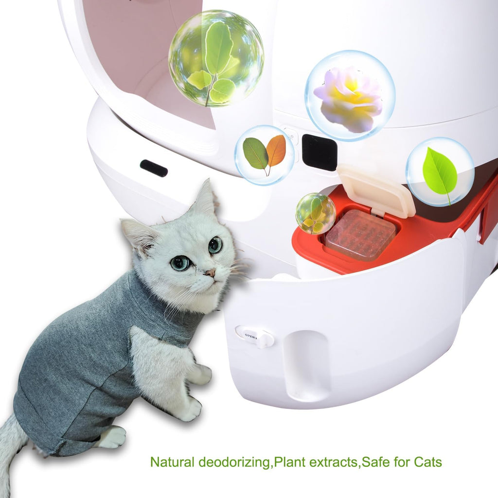 Wo Yuan pet odor remover gel being placed inside an automated cat waste bin slot