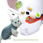 Wo Yuan pet odor remover gel being placed inside an automated cat waste bin slot