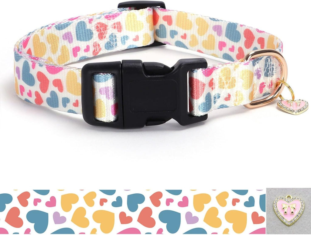 Reflective Dog Collar with Buckle Adjustable Safety Nylon Collars for Small Medium Large Dogs, Pink S - Image 12